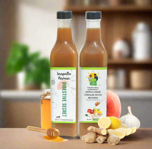 Digestive Secret (Combo Offer)-622g * 2 Bottles - Ginger, Garlic, Lemon, Honey, Apple Cider Vinegar With Mother (Raw, Unfiltered & Unpasteurized)